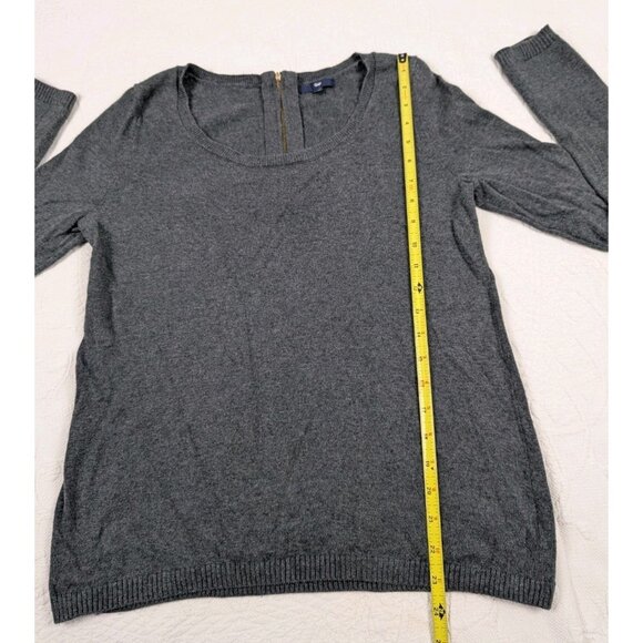 GAP Top blouse Women's Size Small Gray  Zip Back Knit cotton nylon cashmere - Picture 10 of 15